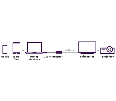 Marmitek USB-C naar HDMI adapter 08369 Zilver, Zwart