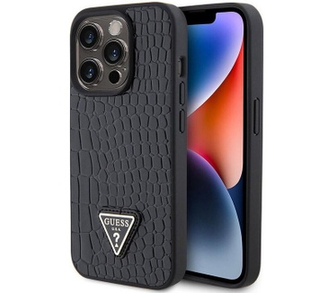 Guess Crocodile Triangle Back Case iPhone 15 Pro Max (6.7") Zwart Zwart