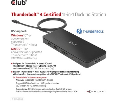 Club 3D Thunderbolt 4 Certified 11-in-1 Docking Station