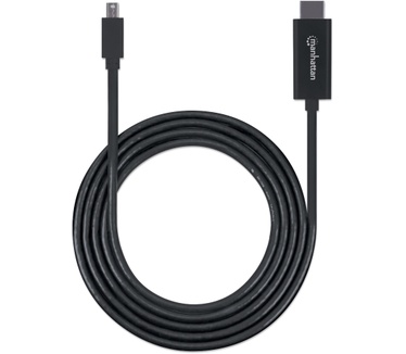 Manhattan Mini DisplayPort to HDMI Cable, 1080p, 1.8m, 1080p@60Hz (1920x1080p), Audio Pass-Through Uncompressed Digital 7.1, 5.1 and 2 channels, Male to Male, Black