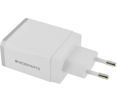 Mobiparts Wall Charger Dual USB 4.8A + Micro USB Cable White