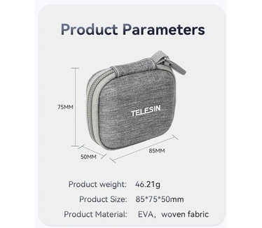 Telesin opbergcase Hard Shell voor Insta360 GO 3 - Grijs Grijs