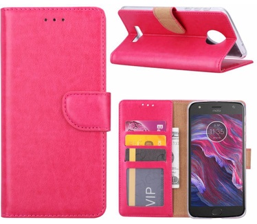 Luxe Lederen Bookcase hoesje voor de Motorola Moto X4 - Roze (Motorola Moto X4) Roze