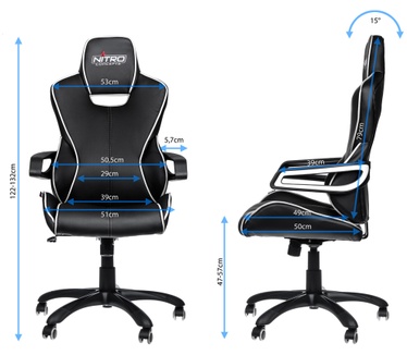 Nitro Concepts E200 Race Gaming Chair Zwart/Wit