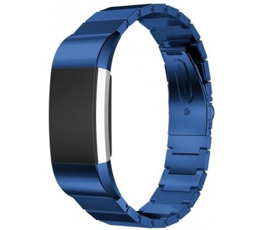 qMust Metalen armband Chain voor Fitbit Charge 2 - Blue