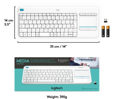 Logitech Wireless Touch K400 Plus (NL) Wit