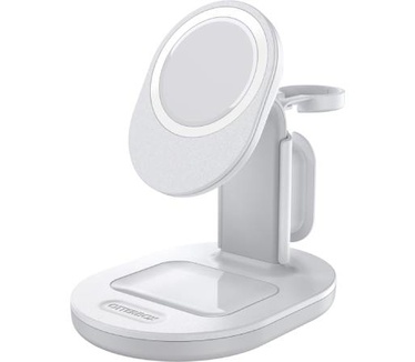 Otterbox OtterBox Wireless 3-in-1 MagSafe-oplaadstandaard, sterke magnetische uitlijning en bevestiging met MagSafe, gestroomlijnd oplaadstation voor meerdere apparaten voor iPhone, AirPods en Apple Watch, Wit