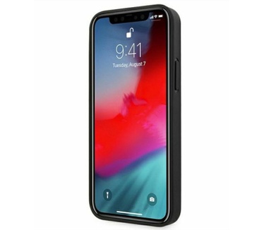 Guess Saffiano Metal 4G Hard Case iPhone 12 Pro Max (6.7") Zwart Zwart
