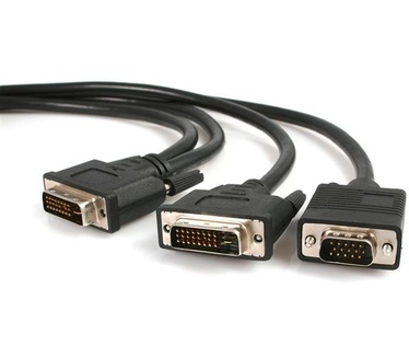 Startech.com 1,8 m DVI-I mannelijke naar DVI-D mannelijke en HD15 VGA mannelijke videosplitterkabel
