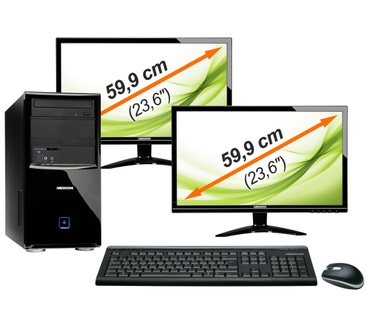 Medion Akoya PC P2209 D Bundel INCL. 2 X 23,6 INCH P55430 Led monitoren