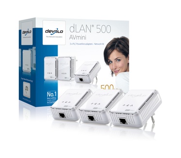Devolo dLAN 500 AVplus Network Kit - 3 x 500 Mbit Powerline Adapter