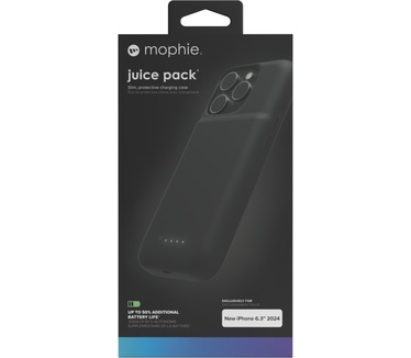 Mophie Juice Pack Back Cover - Apple iPhone 16 Pro Zwart