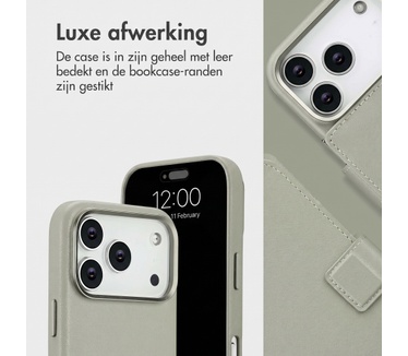 Accezz Leather Bookcase 2-in-1 met MagSafe voor de Apple iPhone 18 Pro Max / 17 Pro Max - Light Grey