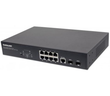 Intellinet 8-Port Gigabit Ethernet PoE+ Web-Managed Switch with 2 SFP Ports, IEEE 802.3at/af Power over Ethernet (PoE+/PoE) Compliant, 140 W, Endspan, Desktop, 19" Rackmount (Euro 2-pin plug)