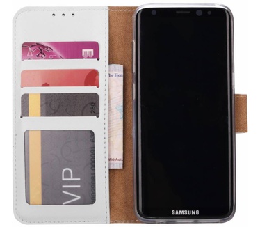Luxe Lederen Bookcase hoesje voor de Samsung Galaxy S8 - Wit (Samsung Galaxy S8) Wit