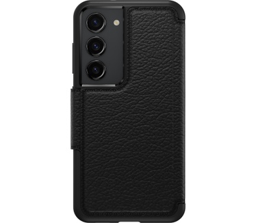 Otterbox OtterBox Strada-hoesje voor Galaxy S23, schokbestendig, valbestendig, lederen folio met kaarthouder, 3x getest volgens militaire standaard, Zwart, Geen retailverpakking