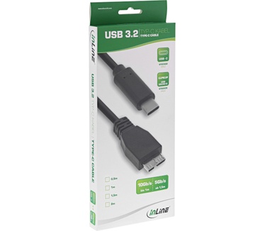 InLine USB C/USB Micro-B, 1 m Zwart