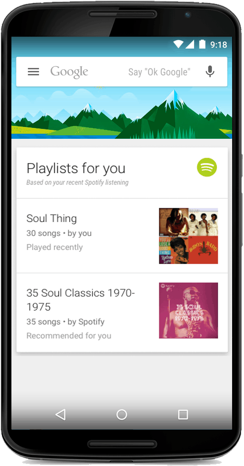 Spotify voor Google Now