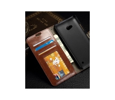 Microsoft Lumia 550 Crazy Horse Lederen Portemonnee Stand Case Bruin