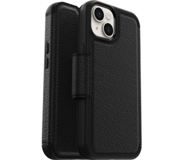 Otterbox OtterBox Strada-hoesje voor iPhone 14, schokbestendig, valbestendig, lederen folio met kaarthouder, 3x getest volgens militaire standaard, Zwart