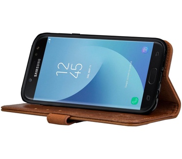 Rosso Samsung J5 2017 Hoesje Echt Leer Pasjes Book Case Bruin (Galaxy J5 2017) Bruin