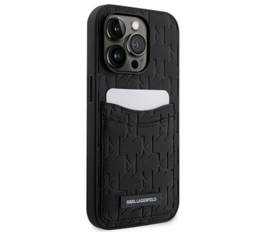 Karl Lagerfeld Saffiano Card Back Case iPhone 14 Pro Max - Zwart Zwart