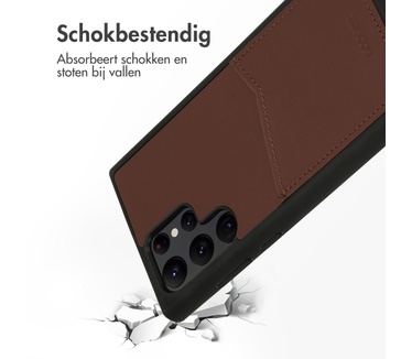 Accezz Premium Leather Card Slot Backcover Samsung Galaxy S22 Ultra - Bruin