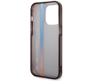 BMW M Tricolor Stripe Back Case Apple iPhone 14 Pro (6.1") Zwart Zwart