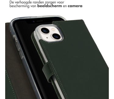 Selencia Echt Lederen Bookcase iPhone 14 Plus - Groen