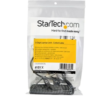 Startech.com Laptop Cable Lock - Self-Coiling Cable - 3-Digit Combination Lock