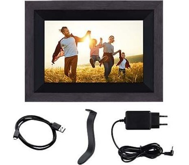Rollei Smart Frame WiFi 105 in bruin hout. 10,1 inch digitale fotolijst met WiFi-functie voor het afspelen van uw foto's en video's met geluid, kleur: hout zwart