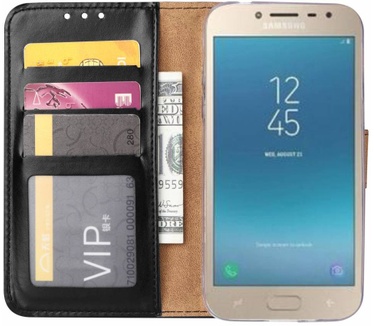 Luxe Lederen Bookcase hoesje voor de Samsung Galaxy Grand Prime Pro 2018 - Zwart (Samsung Galaxy Grand Prime Pro 2018) Zwart