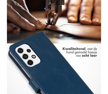 Selencia Echt Lederen Bookcase Samsung Galaxy A53 - Blauw