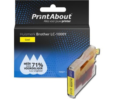 PrintAbout Huismerk Brother LC-1000Y Inktcartridge Geel