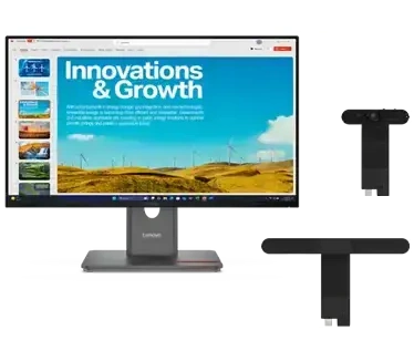 Lenovo ThinkVision P24QD-40 + MS30 Soundbar + MC60 Webcam Zwart