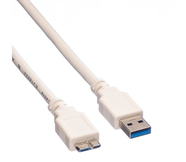 Value USB 3.0 kabel, type, A M - Micro B M 0,8m Wit