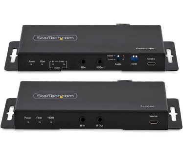 Startech.com 4K HDMI over Fiber Extender Kit, 4K 60Hz tot 1km (Single Mode) of 300m (Multimode) LC Fiber Optic, HDR, HDCP, 3.5mm Audio/RS232/IR Extender, Transmitter & Receiver Kit, HDMI Rx/Tx