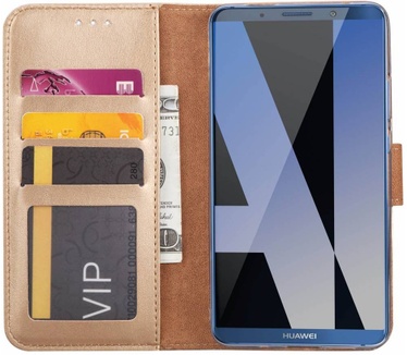 Luxe Lederen Bookcase hoesje voor de Huawei Mate 10 - Goud (Huawei Mate 10) Goud