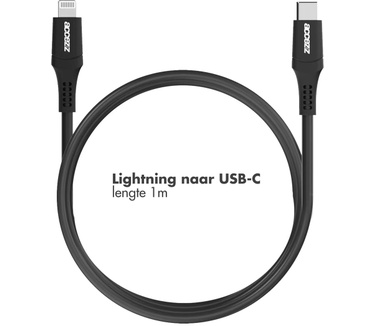 Accezz Lightning naar USB-C kabel - MFi certificering - 1 meter - Zwart