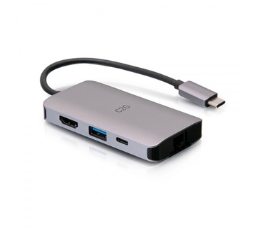 CablesToGo USB-C 4-in-1 Mini Dock met HDMI, USB-A, ethernet en USB-C stroomvoorziening tot 100W - 4K 30Hz