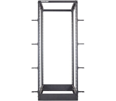 Intellinet 19" 4 Post Open Frame Rack, 48U, Flatpack, Black