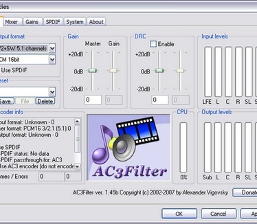 AC3Filter 1.45b screenshot (resized)