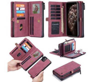 Caseme Apple iPhone 11 Pro Luxe Multi Portemonnee Hoesje Rood