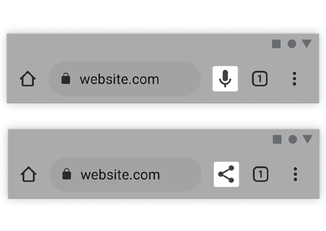Een veranderende knoppenbalk op Chrome voor Android