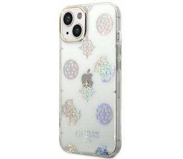 Guess Peony Glitter Back Case - iPhone 14 (6.1") - Transparant Transparant