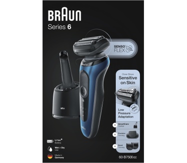 Braun Series 6 60-B7500cc Elektrisch Scheerapparaat Met SmartCare Center, Baardtrimmer, Blauw