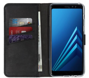 Selencia Echt Lederen Bookcase Samsung Galaxy A8 (2018) - Zwart