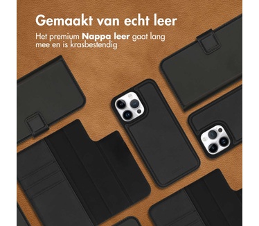 Accezz Premium Leather 2 in 1 Wallet Bookcase iPhone 14 Pro - Zwart