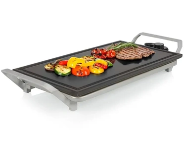 Princess Table Chef Premium Steengrill – Extra grote grillplaat 46 x 26 cm – Keramische grillplaat – PFAS-vrij – Instelbare thermostaat – Incl. 4 houten spatels – 103150