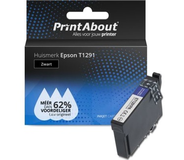 PrintAbout Huismerk Epson T1291 Inktcartridge Zwart